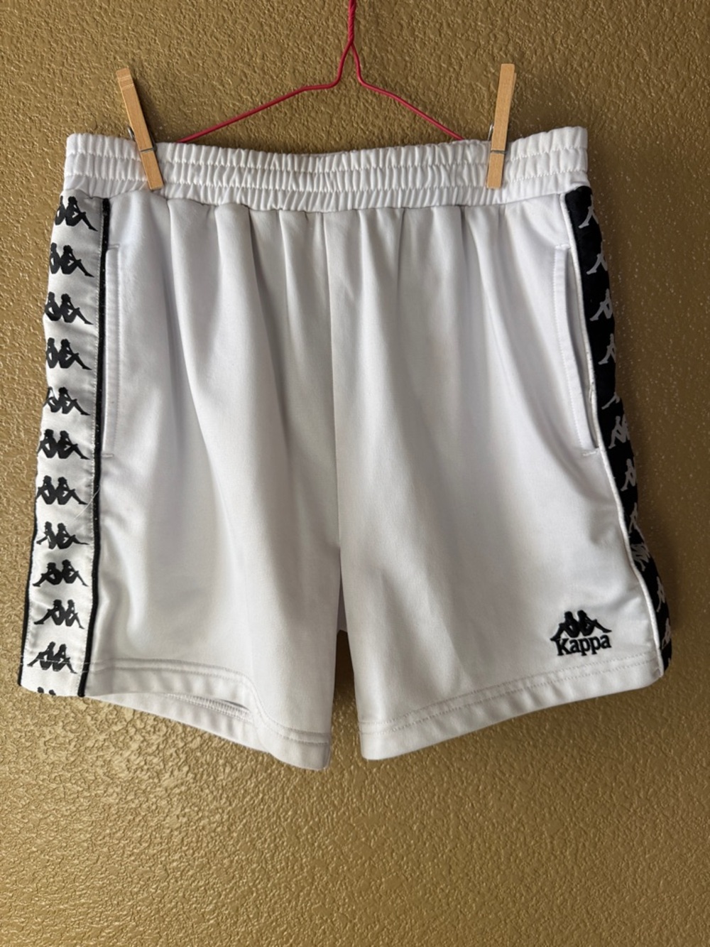 Kappa White Shorts with Black Logo Tape